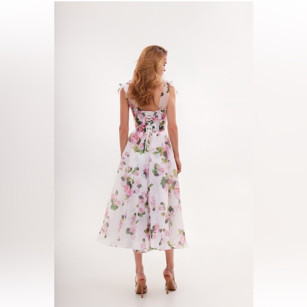 Floral White and Pink Women's Dress - Picture 4 of 7